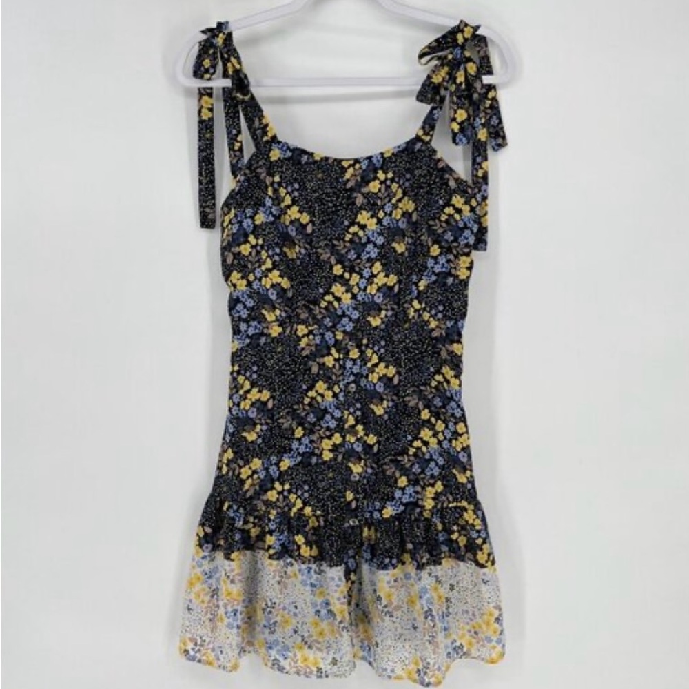 Floral Women's dress - Black and Yellow